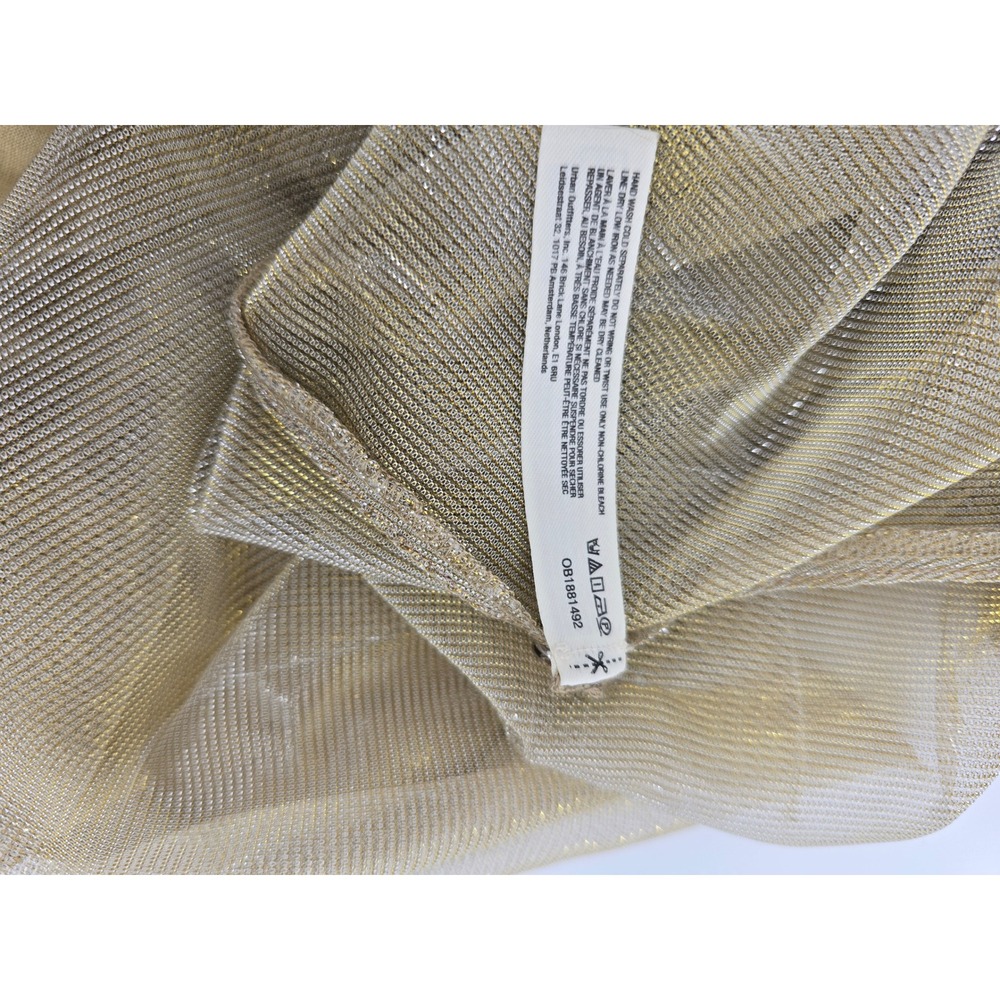 Anthropologie Dress Women Size M Gold Metallic Strapless Smocked Tube Midi Dress - Picture 6 of 6
